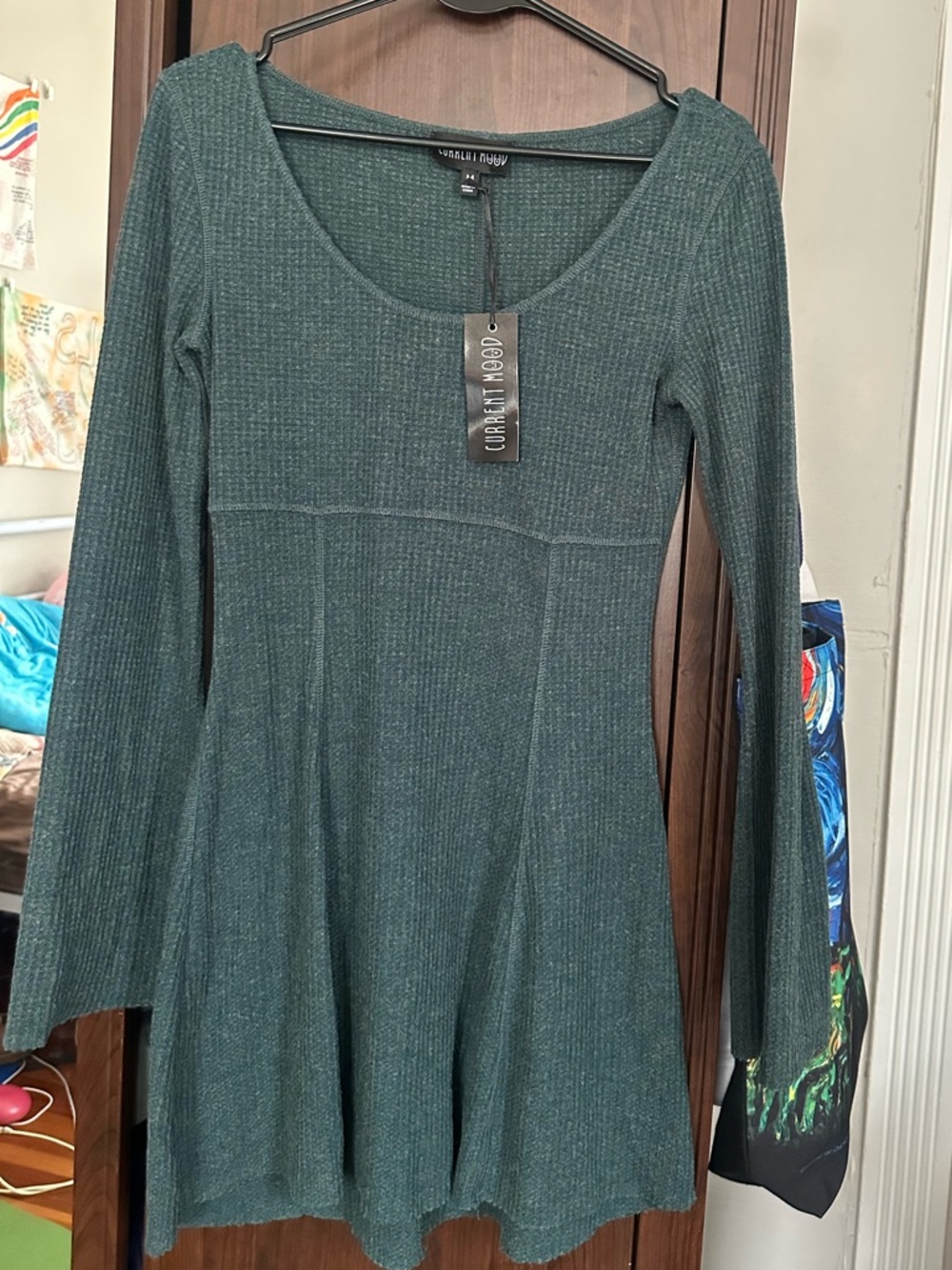 Dolls Kill Dark Green Mini Sweater Dress